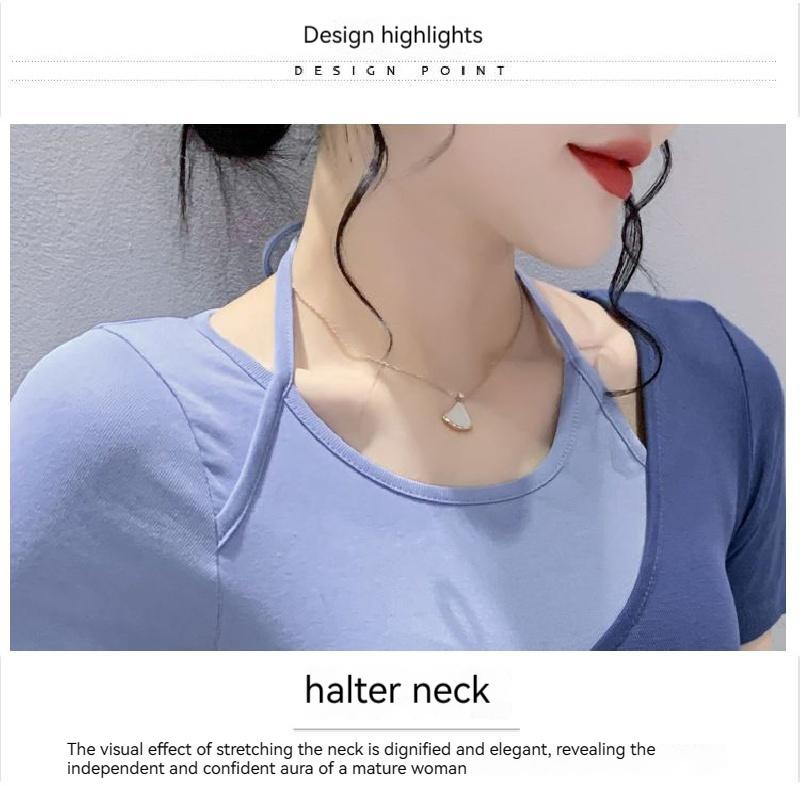 Top cu mâneci scurte cu design șic Versatil în stil de nișă