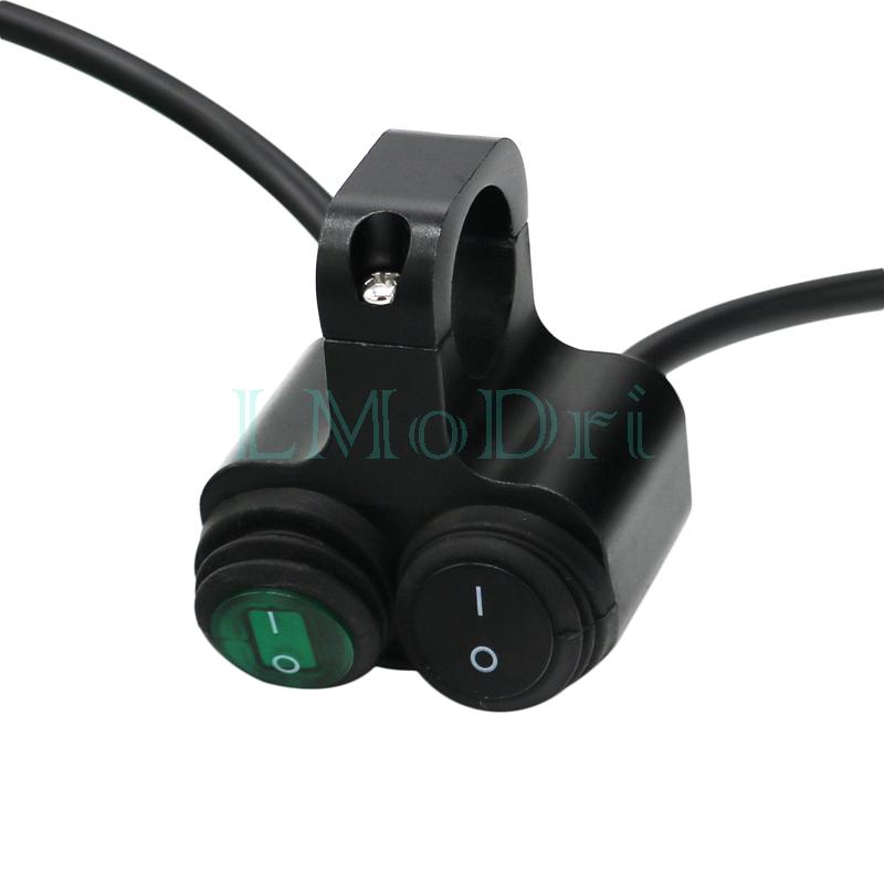 LMoDri Motorcycle Handlebar Switch 2 Control Buttons Motorbike 22mm 7/8" Bar Refit Switches ON/OFF