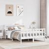 VidaXL Bed Frames and Headboard White 140x190 Cm Solid Pine Wood, Bed, Bedroom Furniture, Wooden Bed, Bed 3305754
