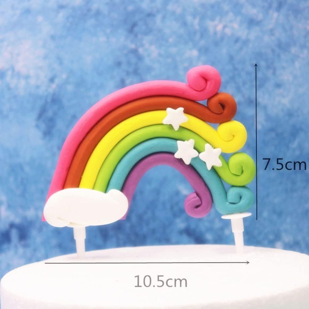 Rainbow Cake Topper Set with Balloons Cloud Butterfly Girls Birthday Party Decor