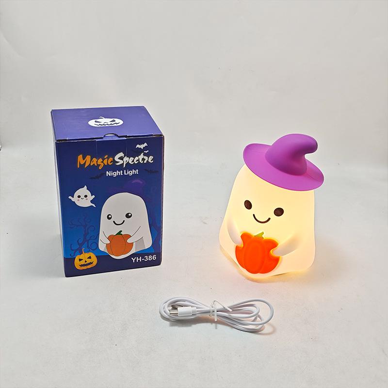 Halloween Pumpkin Witch Silicone Night Light with Timer