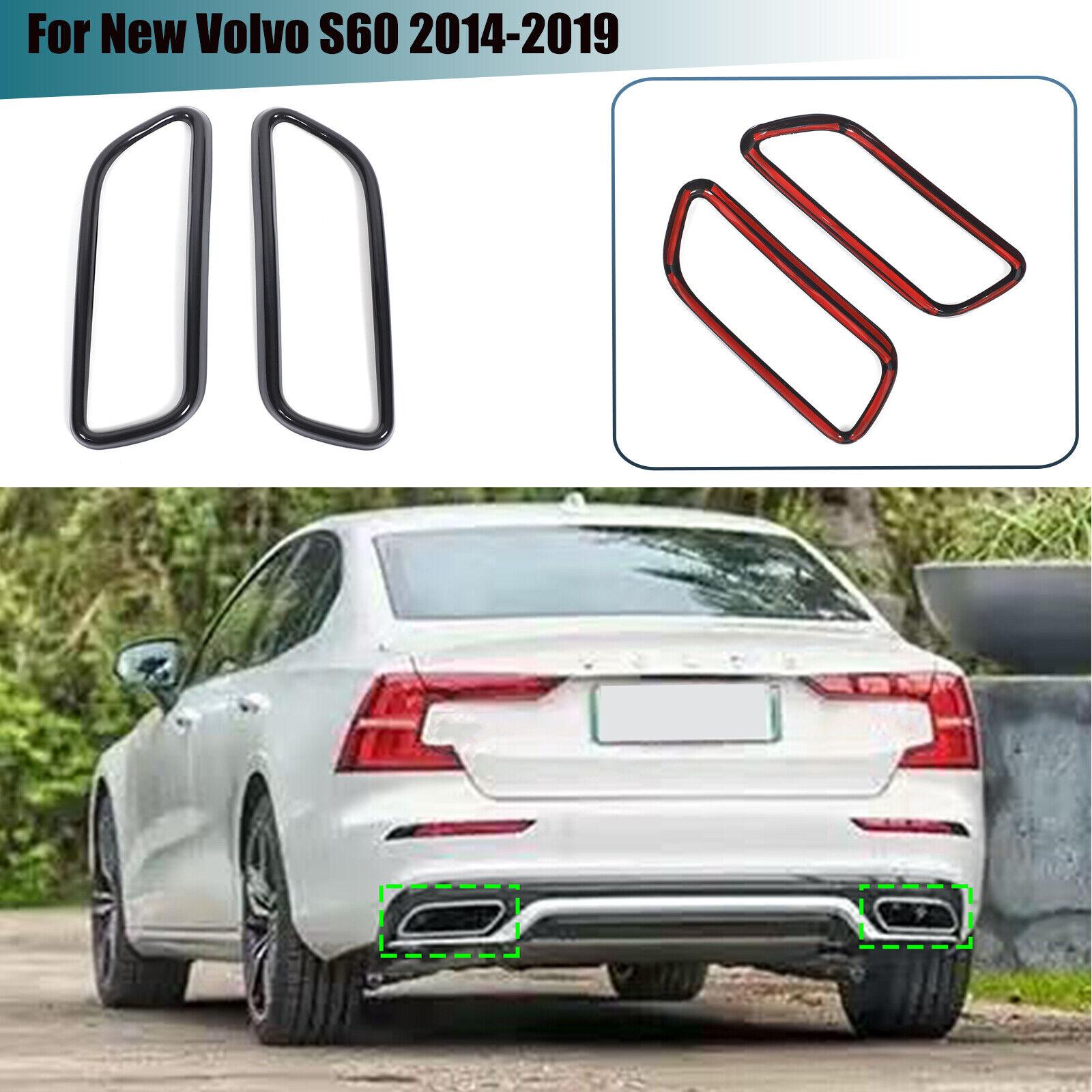 Black Steel Rear Exhaust Muffler Tail Pipe Cover Trim For Volvo S60 2014-19