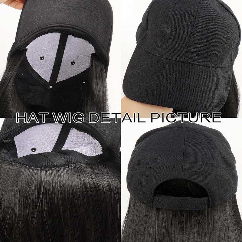 Hat Wig for Women Baseball Cap with Hair Extensions 20 Inch Long Wavy Synthetic Wig Hat Adjustable Hat with Wig Attached for Daily Wear