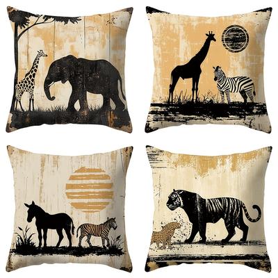 Shadows of Grassland Animals Digital Printing Pillow Cover Short Plush Suitable Living Rooms Bedrooms Sofas Throw Cushion Cover