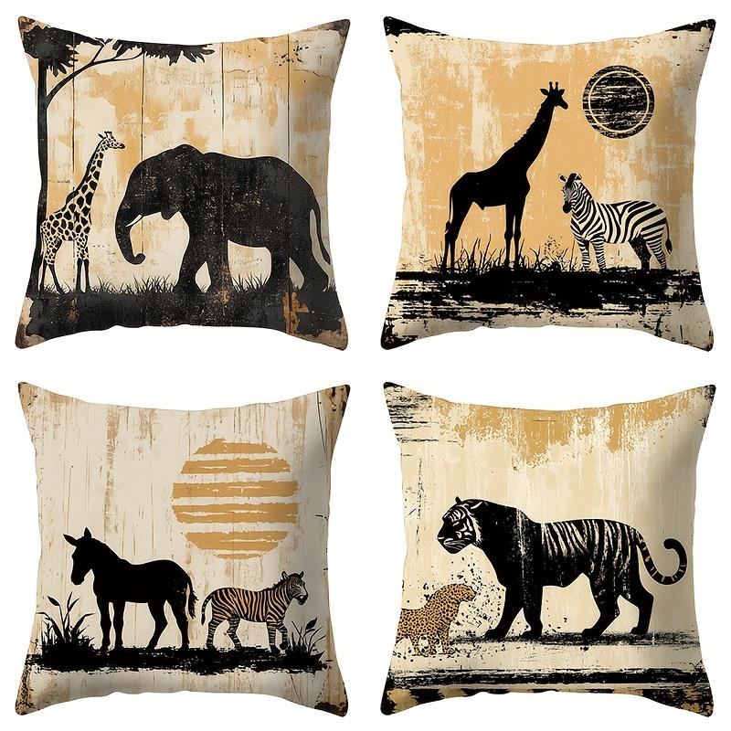 Shadows of Grassland Animals digital printing pillow cover Short plush Suitable living rooms bedrooms sofas throw cushion cover