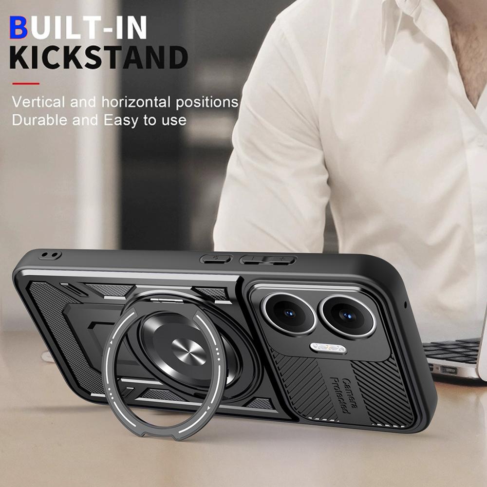 For Xiaomi Redmi Turbo 4 Pro 5G Magnetic Case Rotating Kickstand TPU+PC Phone Cover