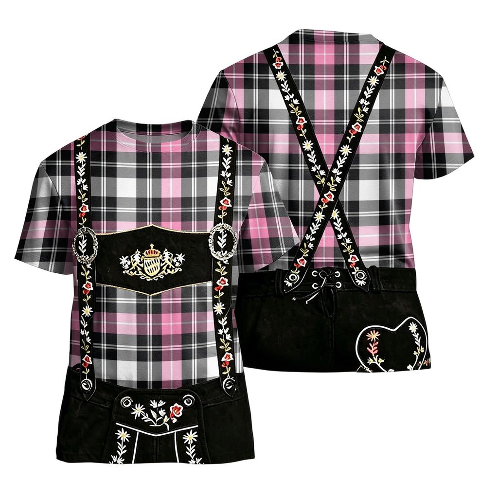 Men's Vintage Pattern Short Sleeve T Shirt Loose Fit Casual Summer Top with Classic Plaid and Retro Print Design for Daily Wear
