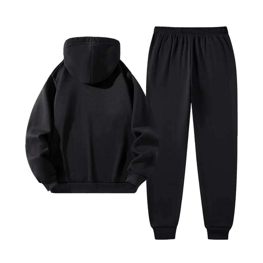 Men's Letter Print Hoodie and Sweatpants 2-Piece Set Casual Pullover Matching Outfit for Fall Winter