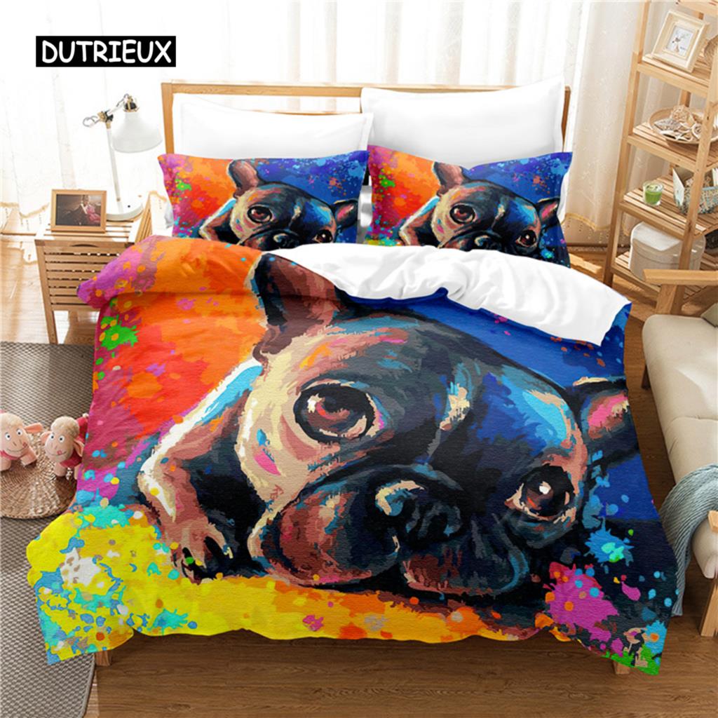 

Комплект постельного белья с рисунком собаки Комплект пододеяльника 3D Постельное белье Цифровая печать Постельное белье размера Квин Комплект постельного белья Модный дизайн EU single(135x200cm)