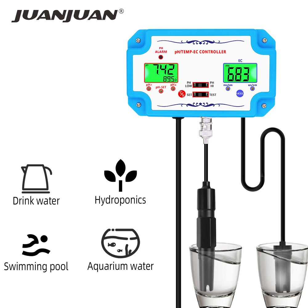 3-in-1 Water Quality Controller PH EC TEMP Meter Water Quality Monitor EC Temperature Meter for Pool Fishpond Aquaculture