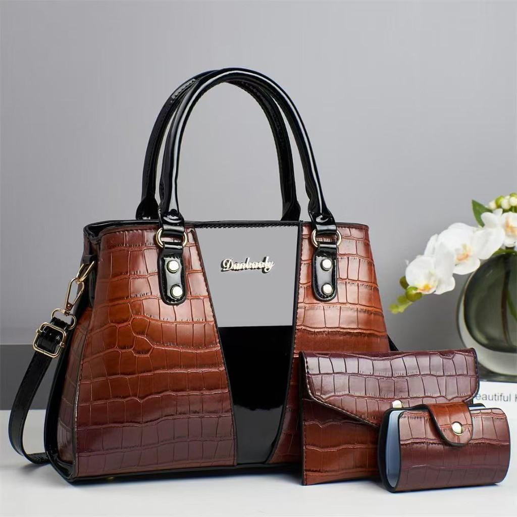 Metal Pu Letter Large Capacity Crocodile Pattern Bag Zipper Closure Daily Use