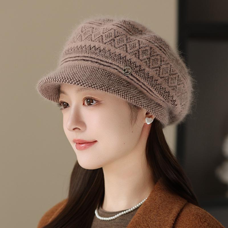 Hat Women Winter In The Elderly Autumn and Winter Warm Rabbit Hair Beret Fashion Cold Knitted Hat