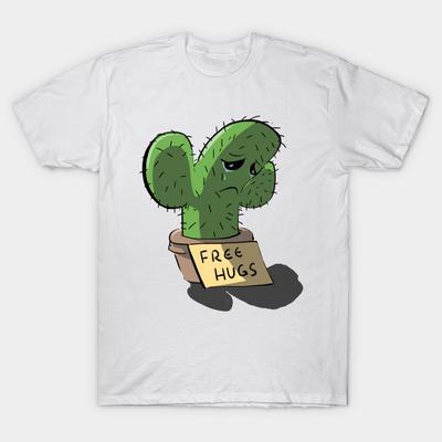 T Shirt Women Free Hugs Sad Cactus Harajuku Print Kawaii Tshirt Summer Short Sleeve Female T-Shirt Top Tee