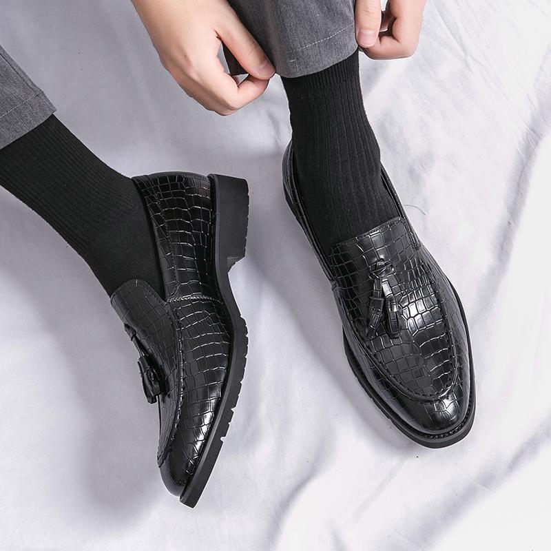 Men Green Loafers Formal Business Black Leather Shoes Office Shoes Casual Dress Prom Tuxedo Party Shoes Large Size