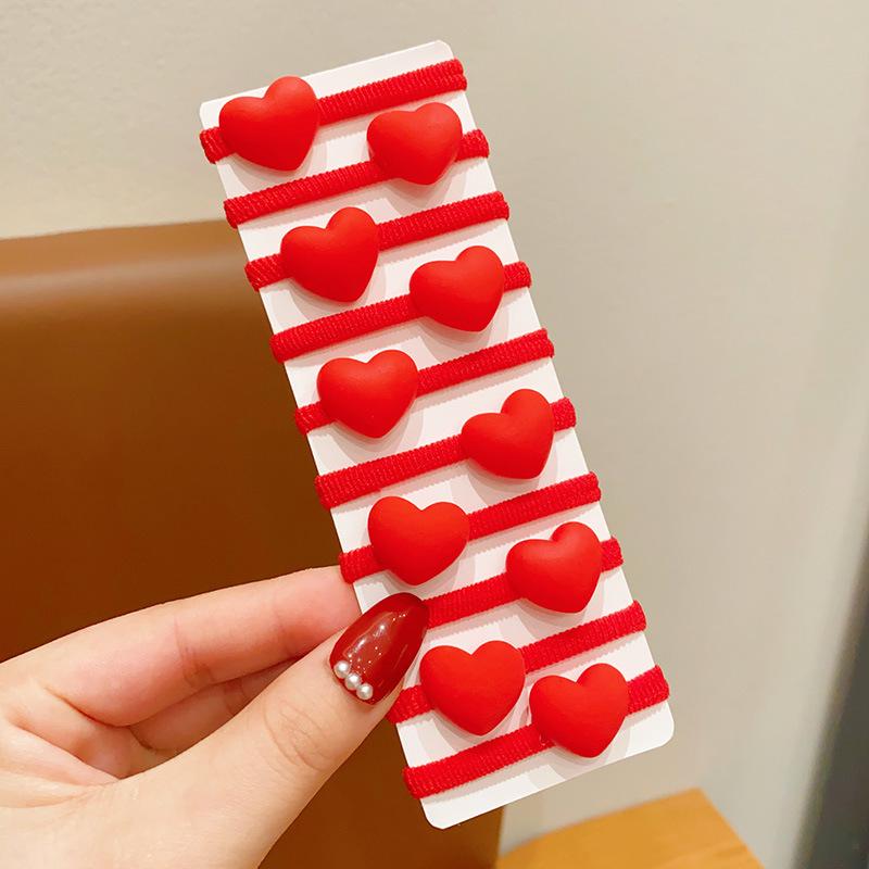 Cute Red New Year Children's Hair Ties - Non-Damaging Festive Elastic Bands for Girls