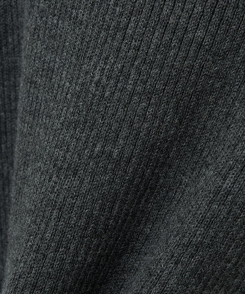 NOIRER Ribbed Zip-Up Knit (Dark Gray)