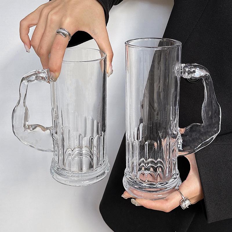 Hercules Beker Matglas met Handvat Glas Grote Capaciteit Transparante Sapbeker Niche Hoge Uitstraling Huis Creatief Bierglas