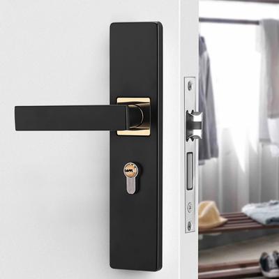 Door Lock With Handle Black For Bedroom Indoor Durable Bathroom 3 Keys Security Sturdy Anti-Theft Room Safety Simple Door Handle