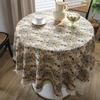 Tablecloth Jacquard Flower Round Thick Tablecloth