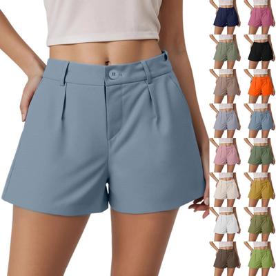 Ladies' Casual Suit Pants With High Waist And Slimming Effect, Versatile And Solid Color Loose Shorts