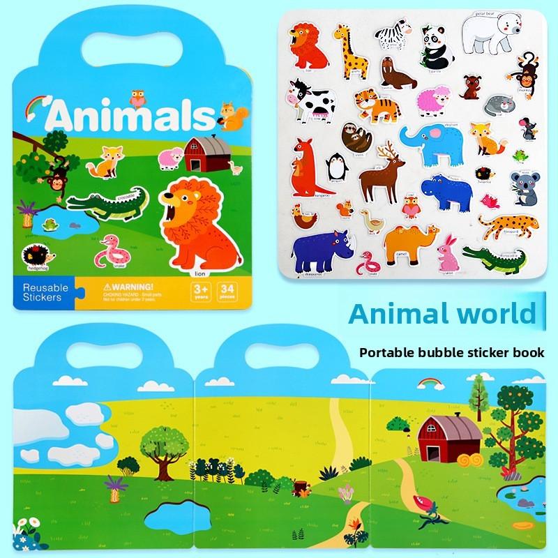 Developmental Kids Sticker Book Reusable Paper Bubble Stickers Creative Play