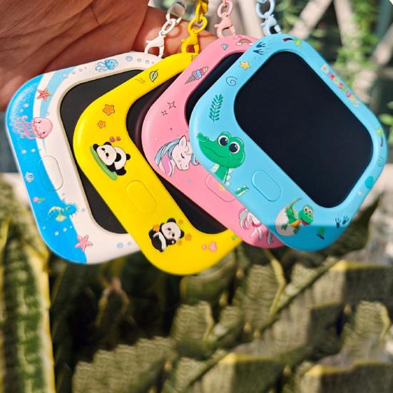 Mini LCD Writing Tablet Keychain with Pen Kids Colorful Doodle Notepad Erasable Drawing Board Sketch Pad Bag Backpack