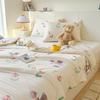 Garden Florals Pattern Quilt Summer Air Conditioning Thin Comforter Cute Rabbit Printed Soft Quilted Quilt for Kids Boys Girls