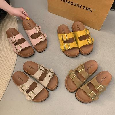 Boken Slippers Sandals Summer New Flat-bottomed Thick-soled Non-slip Breathable Outer Wear Casual Soft-soled Women's Shoes