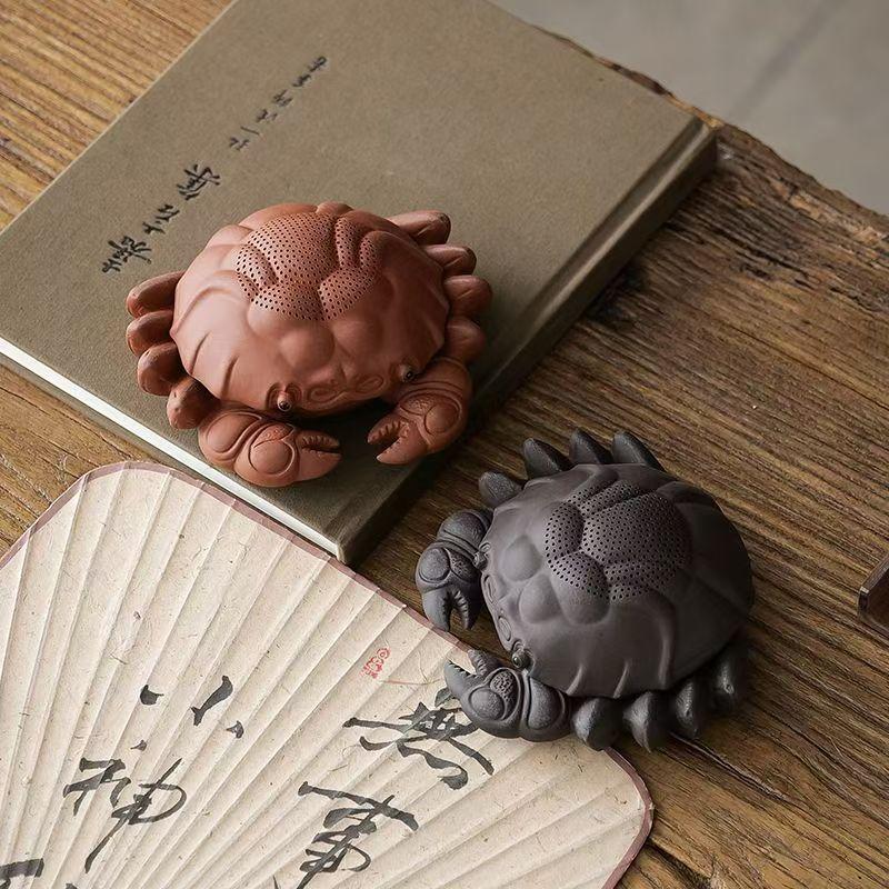 Tea Pet Ornaments Creative Crab Integrated Filter Tea Drain Purple Sand Tea Ceremony Accessories Decoration Chinese Style Crafts