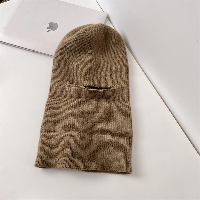 One hat and two wears~ Winter face kini windproof and warm cycling knitted hat balaclava cap pullover wool hat