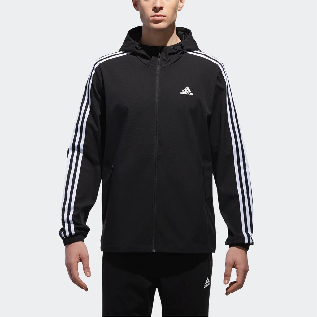 Adidas WB Mesh Bond 3S Striped Hooded Zip-Up Long Sleeve Jacket Men Jackets Black CX4985