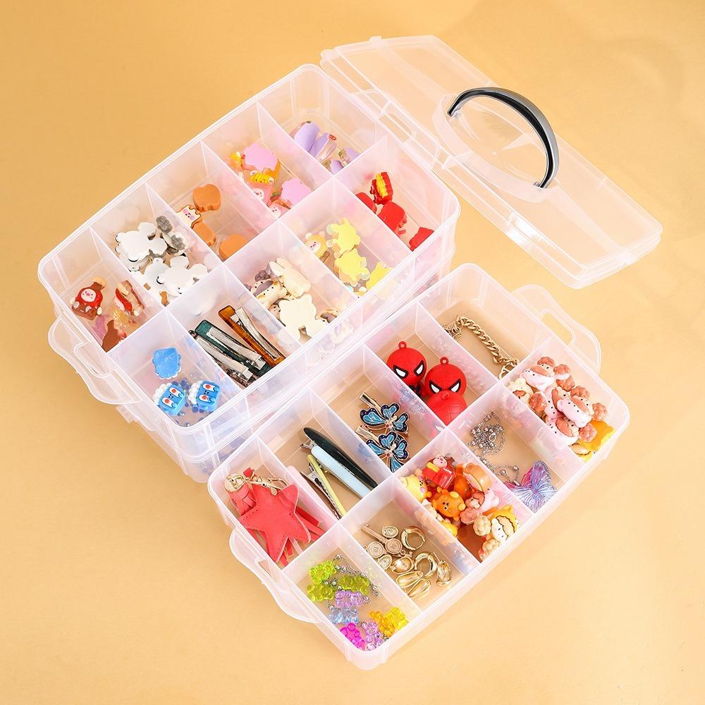 3-layers Jewelry Bead Storage Container Detachable Crafts Tool Case Plastic Storage Box  Desktop