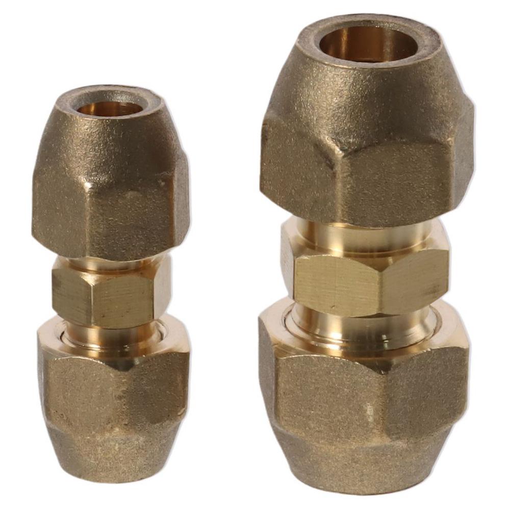 

2pcs Copper 3/8Inch and 1/4Inch Copper Pipe Butt Joint Silver 3/8Inch Welding Free Extension Pipe Joint 1/4Inch
