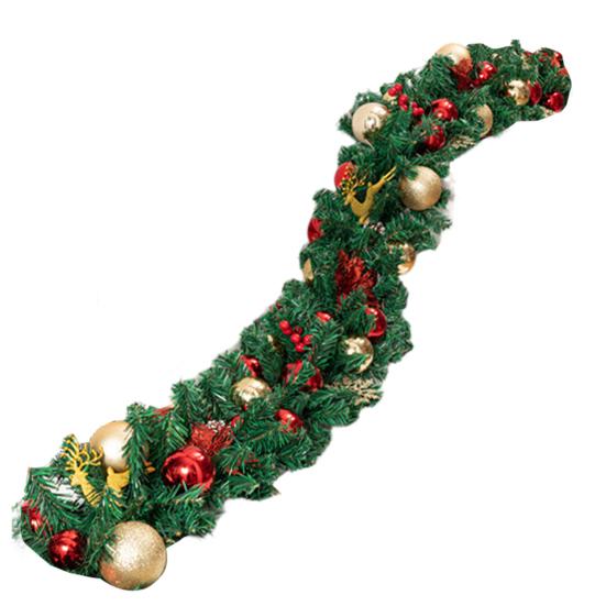 Christmas Norfolk Pine Garland Faux Pine Greenery Garland with Pine Cone Glitter Balls Red Berries for Mantel Staircase Holiday Decor