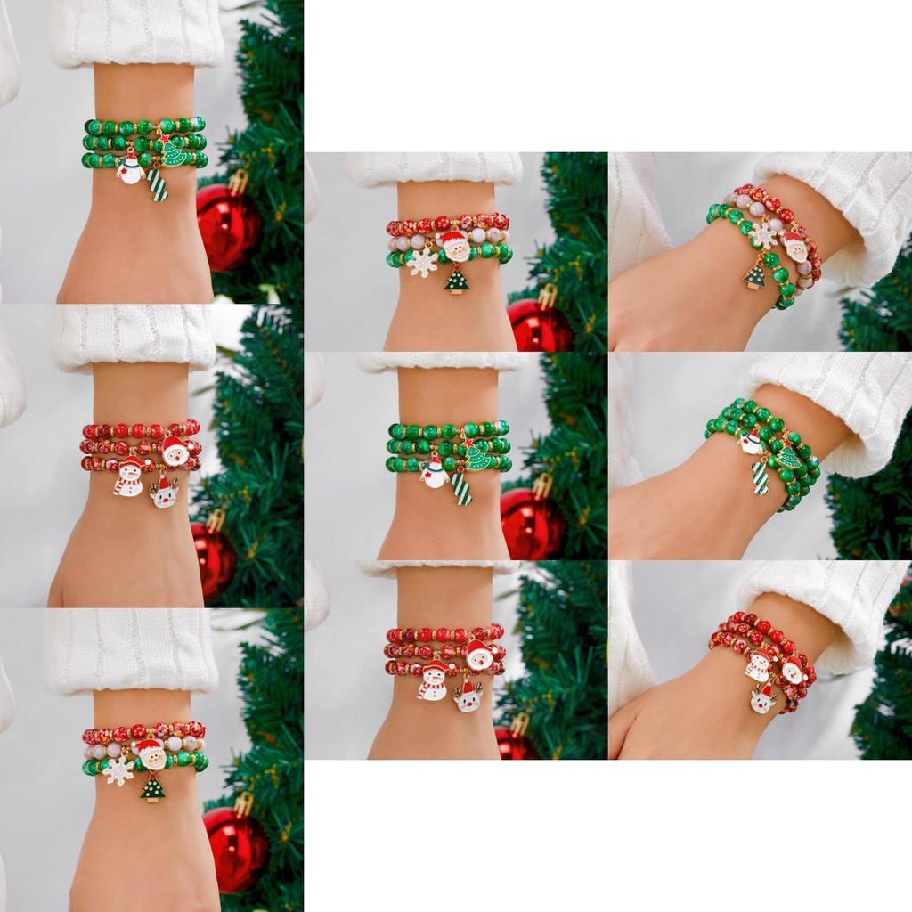 Weihnachts-Charm-Armband-Set mit Schneeflocke, Rentier, Weihnachtsmann zum Verschenken in der Weihnachtszeit