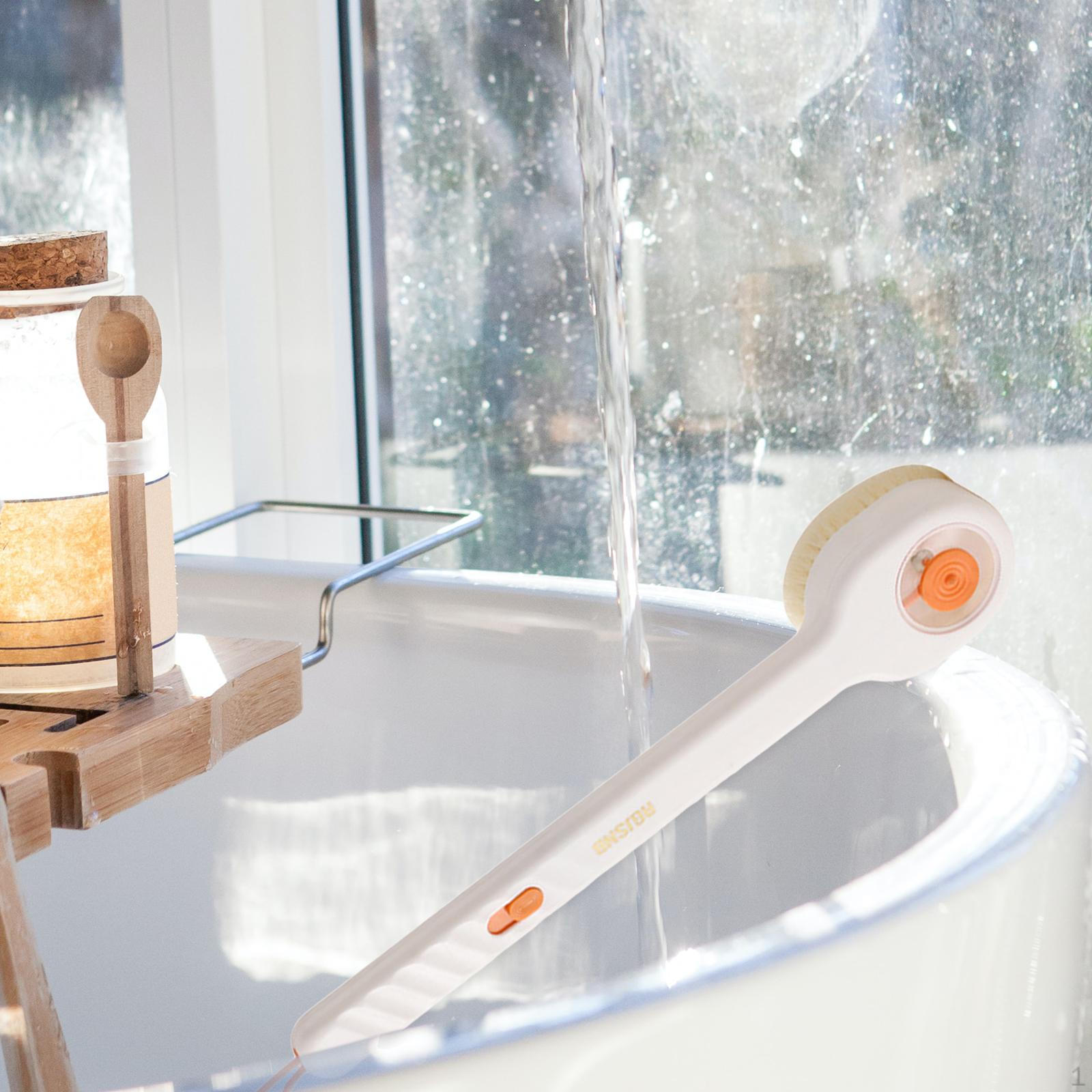 

Щетка для спины, отшелушивающий скруббер с длинной ручкой для жидкого душа белый