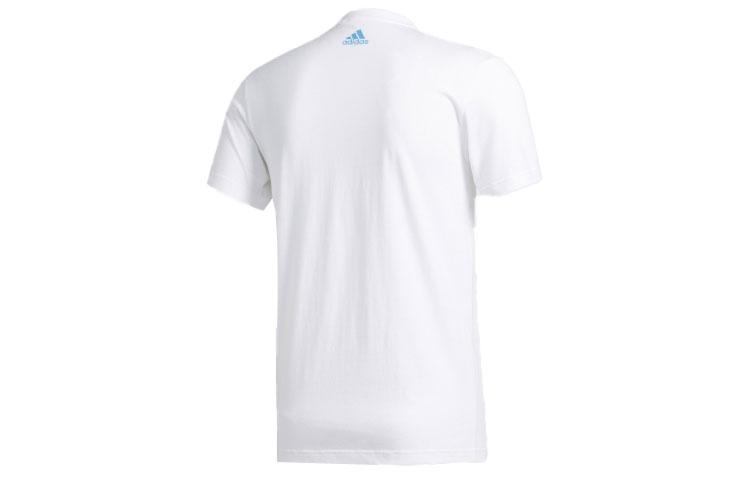 adidas T Shirts Men's White Crew Neck Moderate Straight Fit FM7528