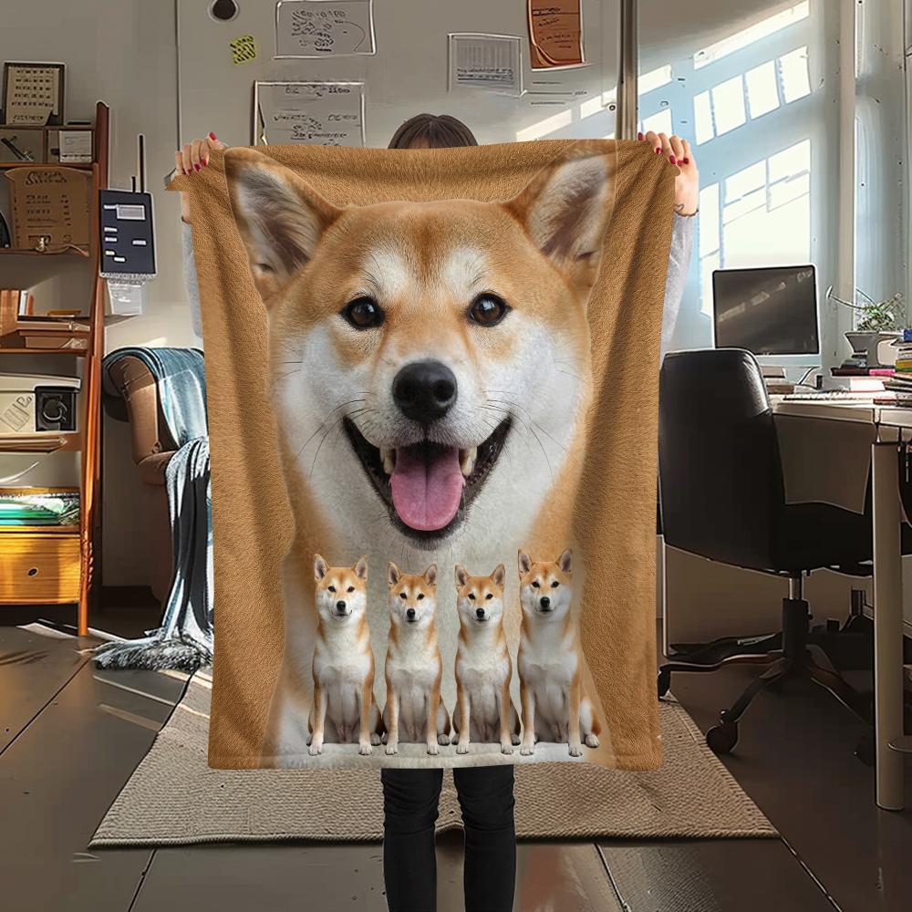 1 Stück Shiba Inu Bullterrier Druck Flanelldecke, Hohe Qualität, Bequem für alle Jahreszeiten, Heimdekoration, Wärme und Komfort, Perfekt für Geschenke