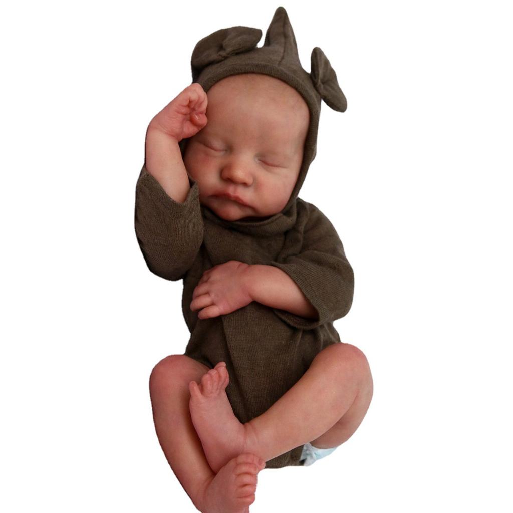 BZDOLL 48cm 19inch Baby Reborn Puppe Schlafen mit 3D-bemalter Haut, Handgezeichnet, Weichvinyl Neugeborenes Mädchen Kunstspielzeug Weihnachts-Halloween-Geburtstagsgeschenk