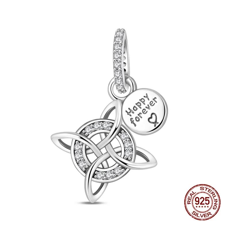 New 925 Silver Eternal Love Charms Pendant Fit Exquisite Women Bracelet Lucky Four-Leaf Clover Spacer Beads DIY Jewelry Gift
