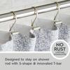 S-Shape Rustproof Stainless Steel Shower Curtain Hooks T-Bar Ends Set of 12 Durable Easy Open Fit Standard Rods