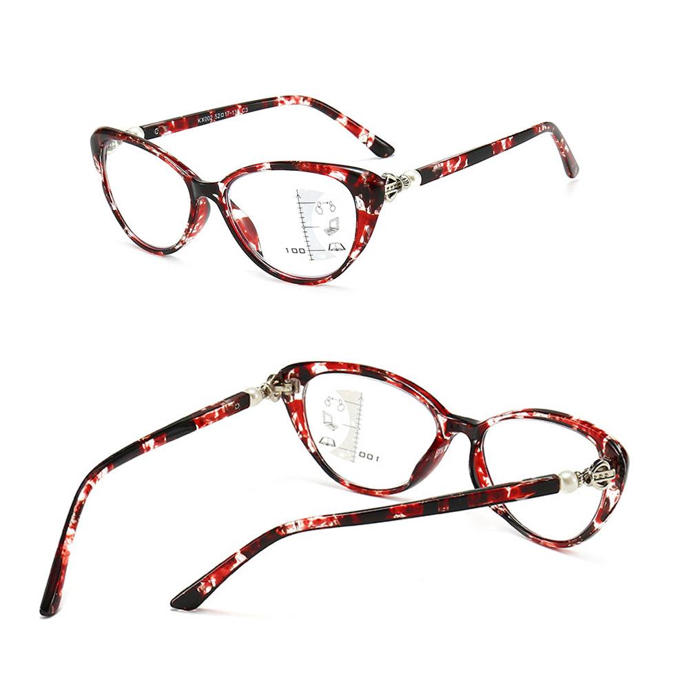 

Progressive Blue Light Blocking Reading Glasses Women Cat-Eye Bifocal Readers Eyeglasses Assorted 4 Colors Tortoise Purple Red.. +100