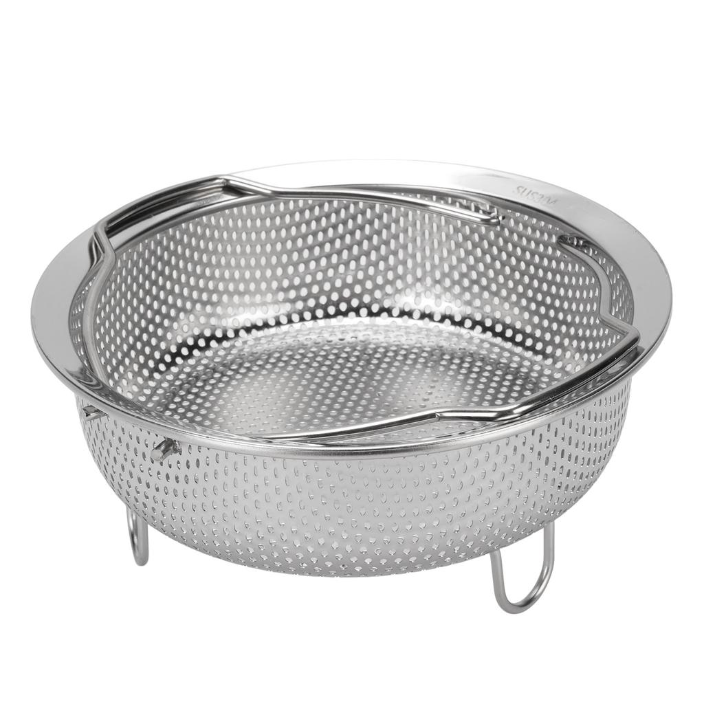 Steam Basket with Foldable Handle 304 Stainless Steel Multifunctional Colander Steam Insert for