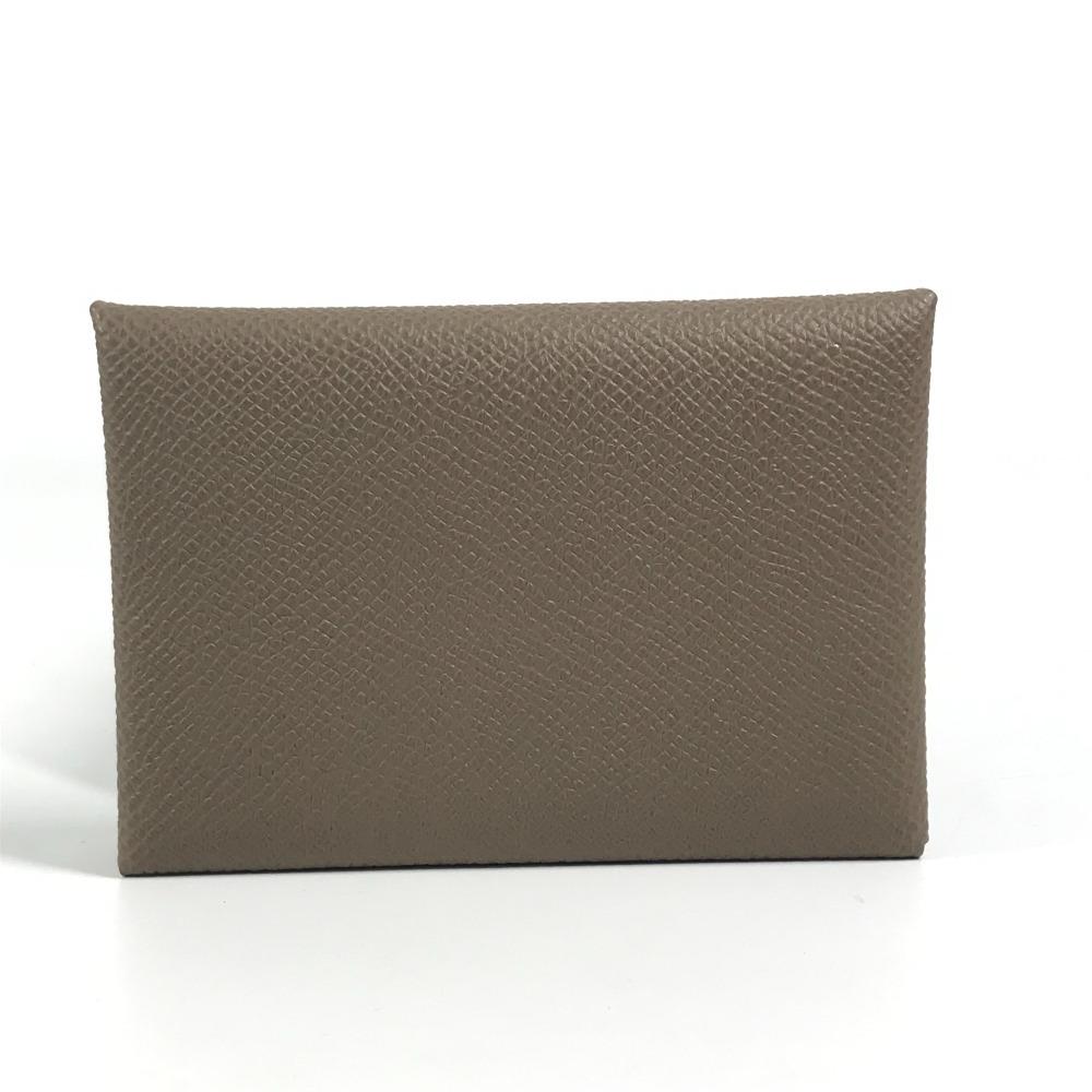 HERMES Two fold Calvi Duo Card Case Wallet coin purse Epsom Etoupe gray Unused