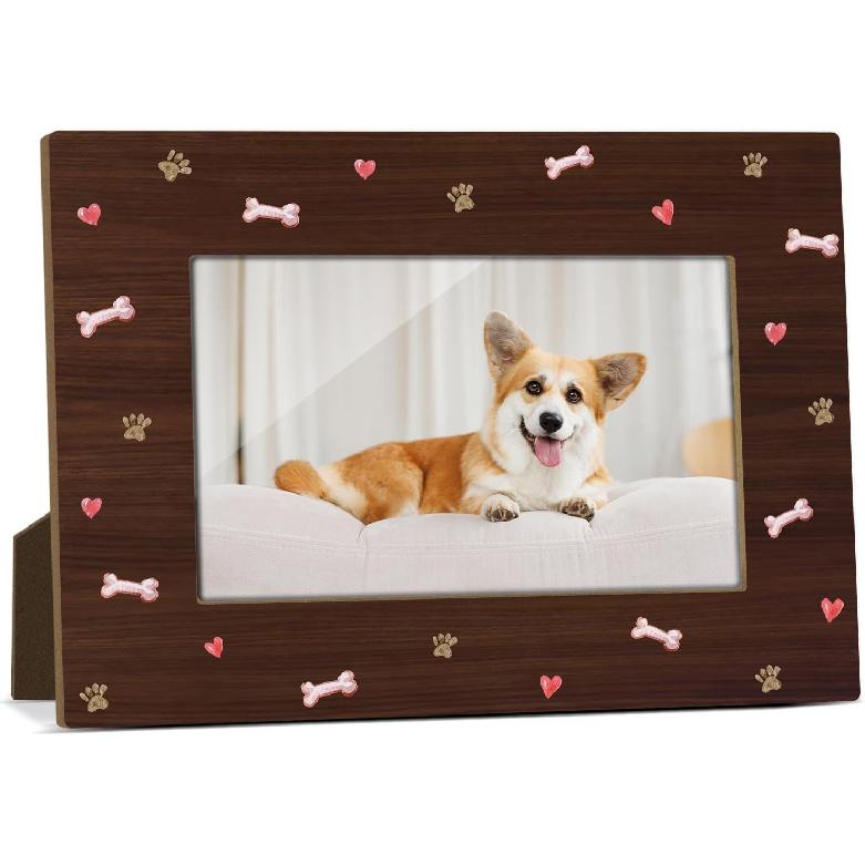 Pet Picture Frame, 4x6 Wood Photo Frame, Gift for Pet Lover Owner, Picture Photo Frames for Desk Decor, Memorial Cat Dog Keepsake -52
