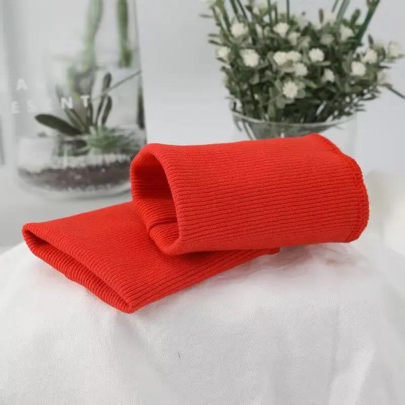 Pure Cotton Knitted Fine Ribbed Sweatshirt Jacket Clothing Accessories Fabric with Cuffs Sleeves Hem and Bottom Edge