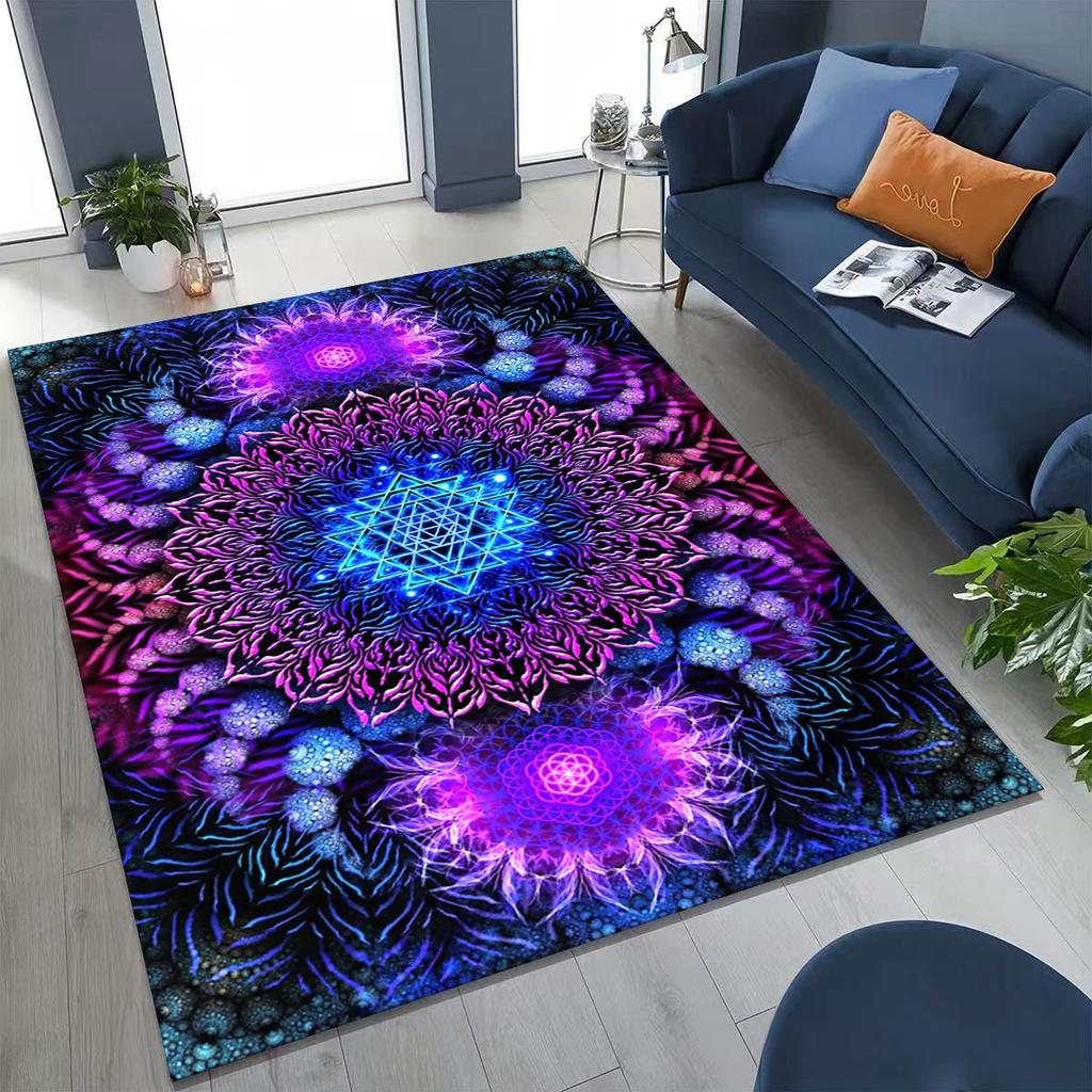 2026 Rainbow Mandala Flower Chakras Yoga Bohemia Art Rug for Bedroom Living Room Sofa Home Doormat Decor,Kid Non-slip Floor Mat