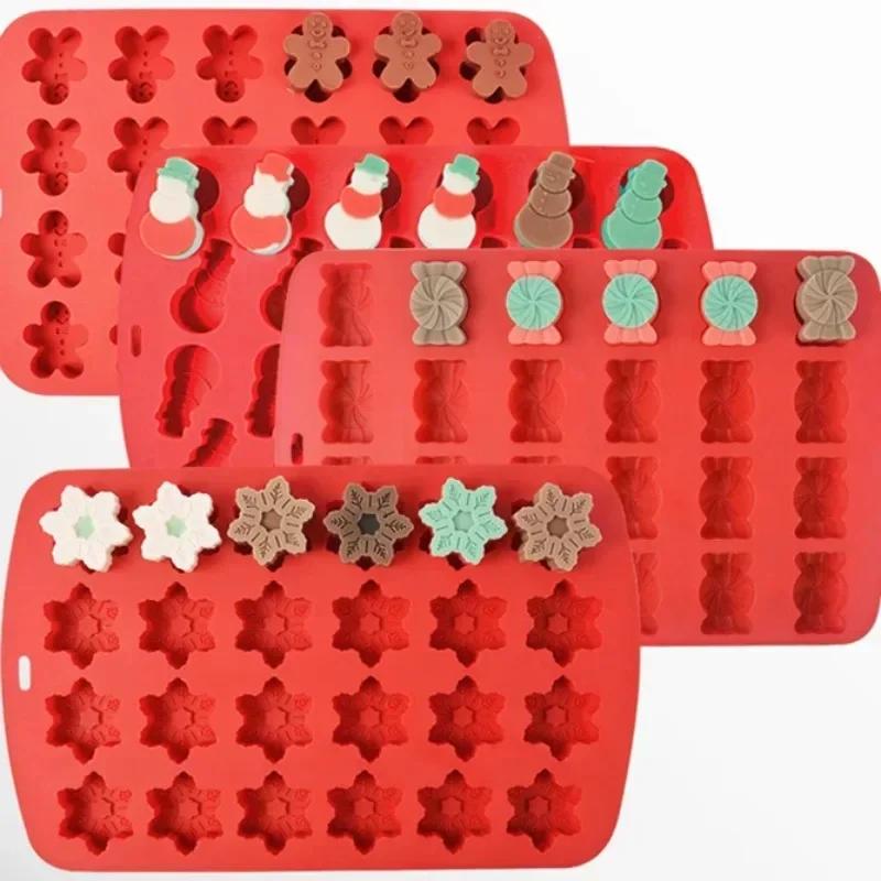 Christmas Cookie Molds Gingerbread Man Snowman Snowflake Chocolate Mold DIY Xmas Cookie Candy Mold Gummy Drop Mold Cake Tools