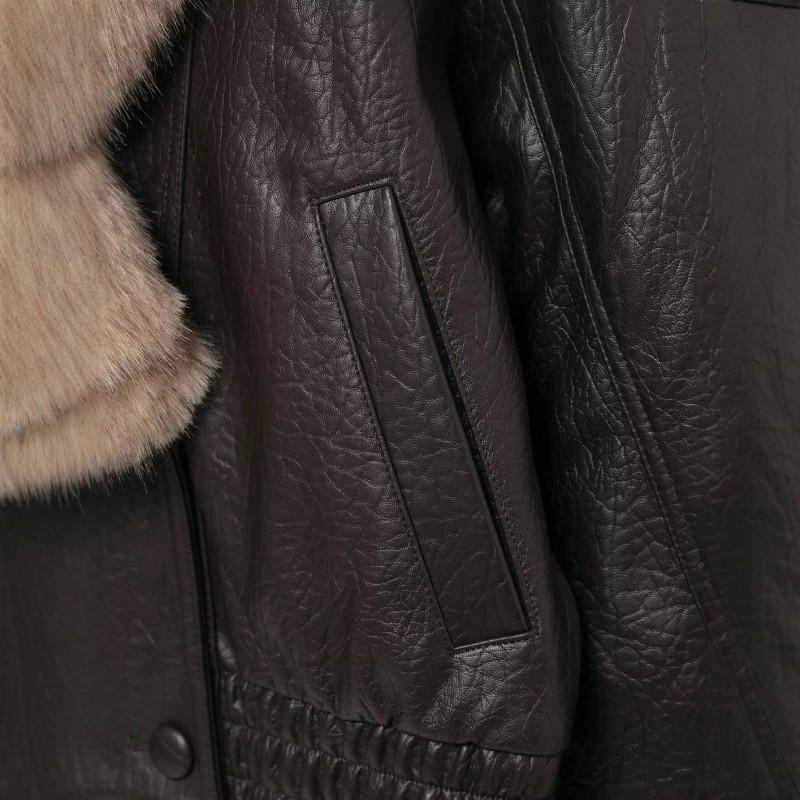 Womens Faux Leather Jacket Detachable Collar Casual Commute Coat