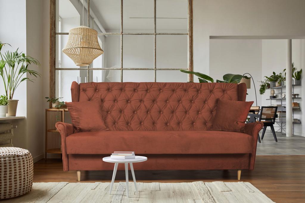 USZAK Sofa Bed WELUR 3-seater Sofa GAJA Gray Family Meble